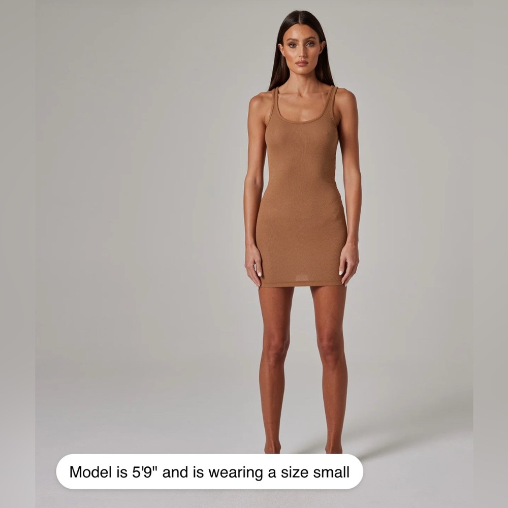 TALENTLESS Camel Ribbed Dress